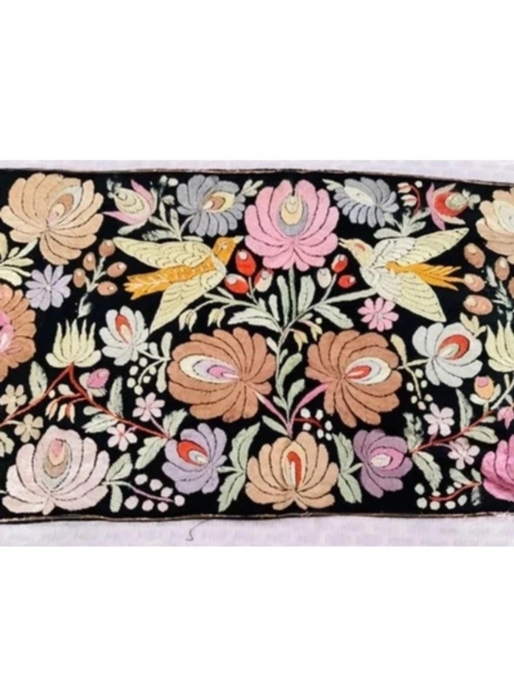 Hungarian matyo hand embroidered table cover 50”x12.5”